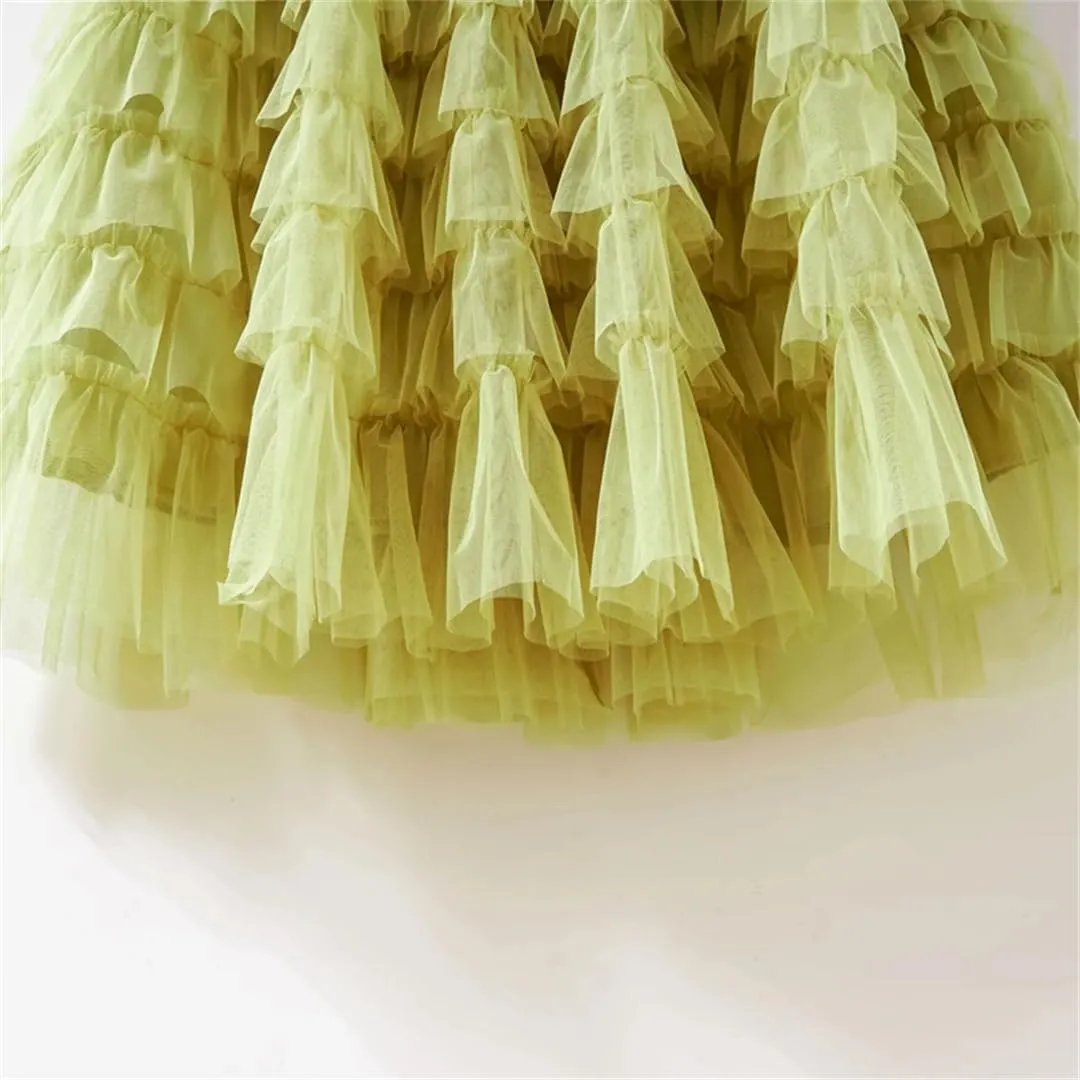 Women Dance Skirt Tiered Ruffle A-Line Maxi Dress Casual Elastic Waist Party Dress Skirt