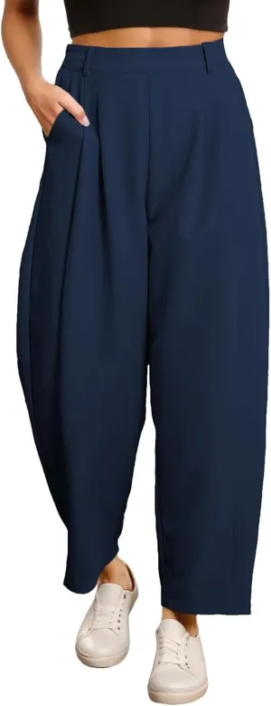 Women Dress Pants High Waist Straight Leg Casual Trousers Summer Baggy Stretch Business Work Pants with Pockets 2025