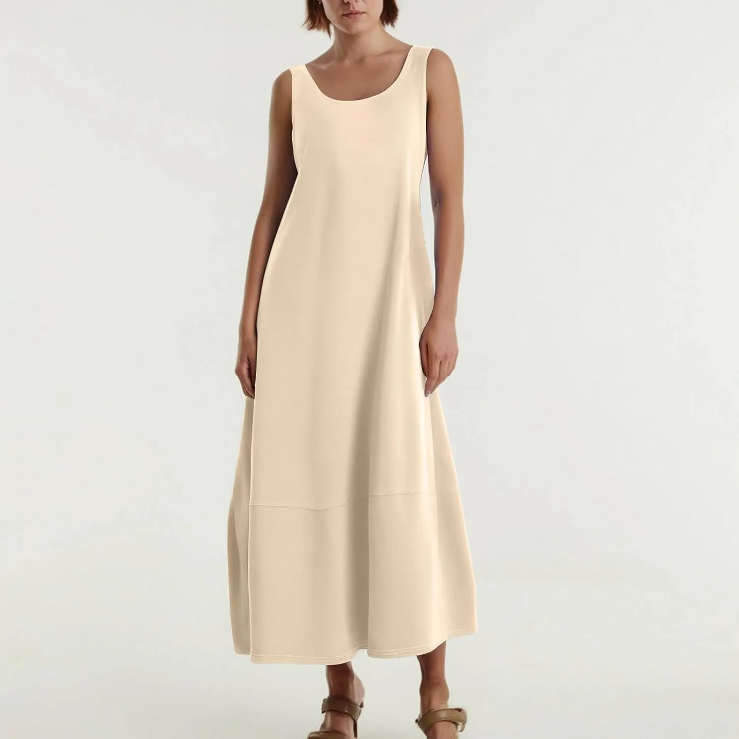 Women Dresses Casual Scoop Neck Maxi Dress Sleeveless Beach Vacation Tank Dress Flowy 2025 Summer Loose Sundress