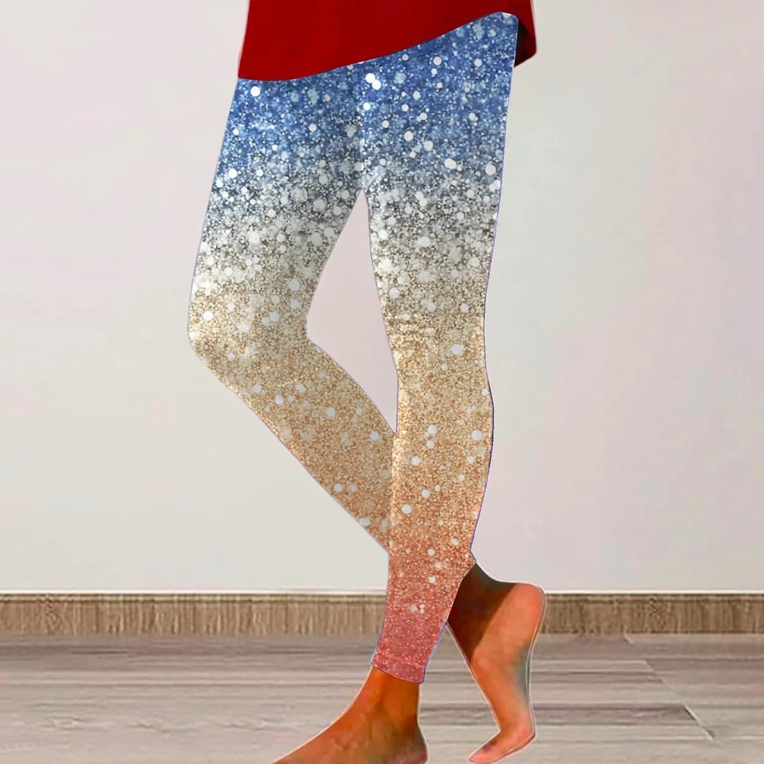 Women High Waist American Flag Leggings Comfy Stripes Patriotic Tights Slimming Sport Active Yoga Pants