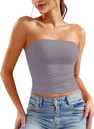 Women Tube Top 2025 Summer Outfits Going Out Bandeau Sleeveless Strapless Tank Tops