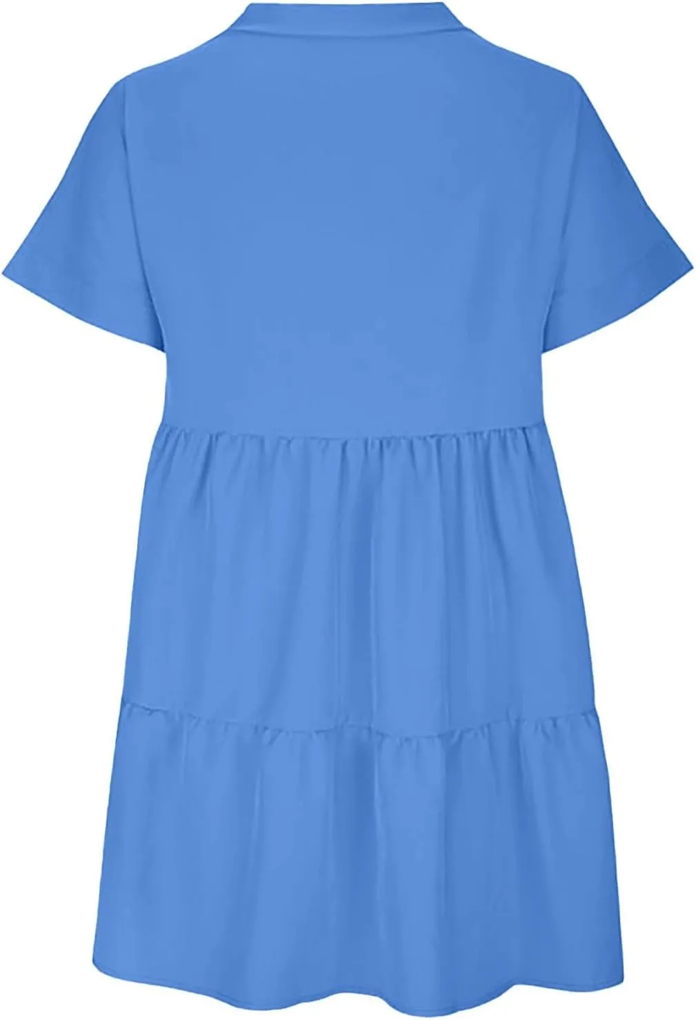 Women V Neck Flowy Babydoll Dresses 2025 Summer Short Sleeve Swing Shift Loose Casual Mini Tunic Dress