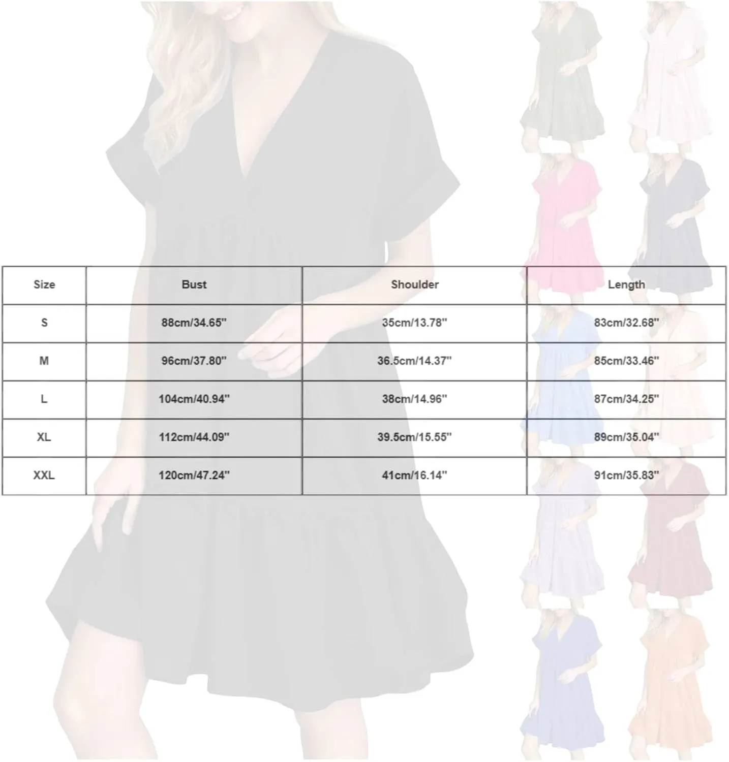 Women V Neck Flowy Babydoll Dresses 2025 Summer Short Sleeve Swing Shift Loose Casual Mini Tunic Dress