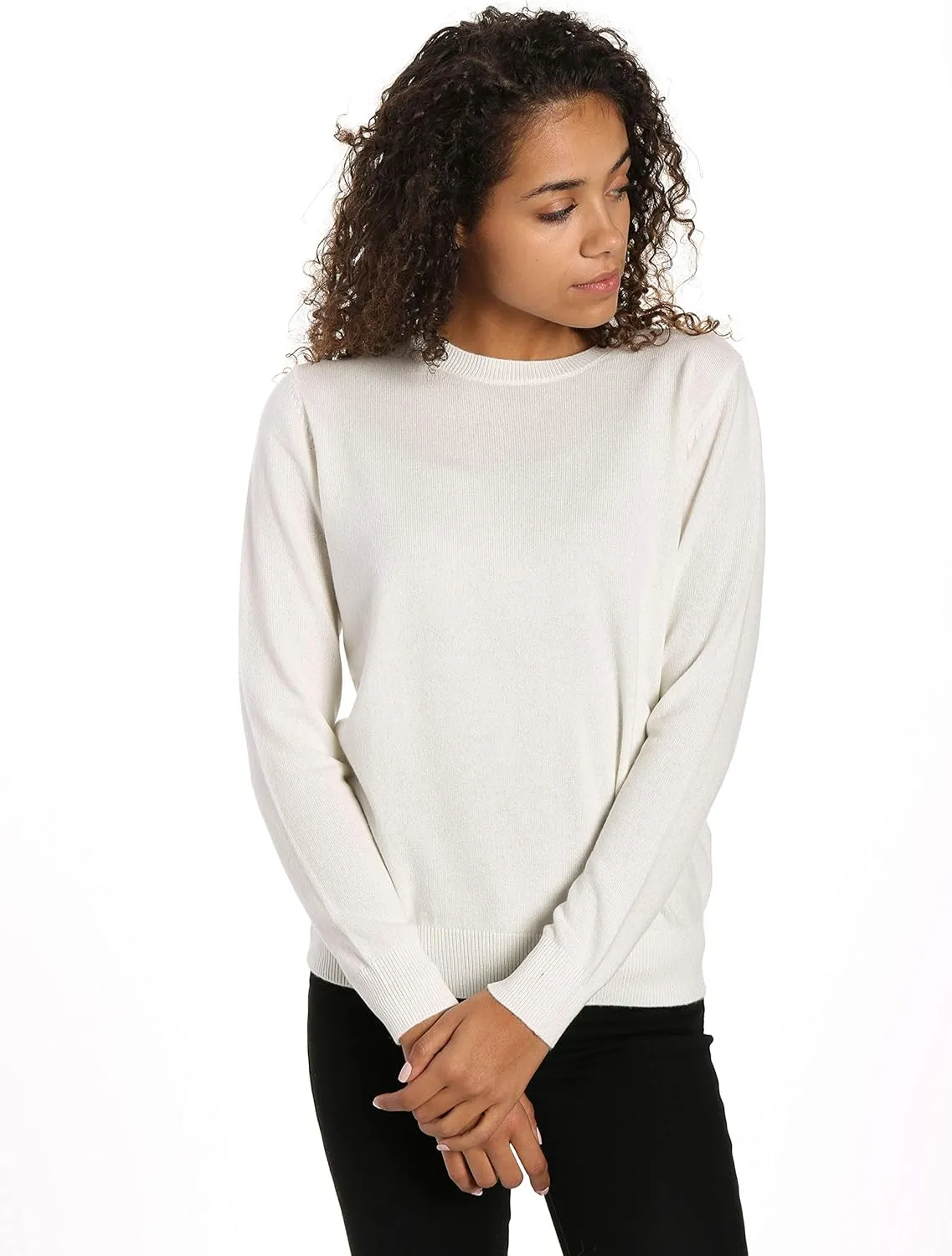 Women's 100% Cashmere Classic Crew Neck Sweater