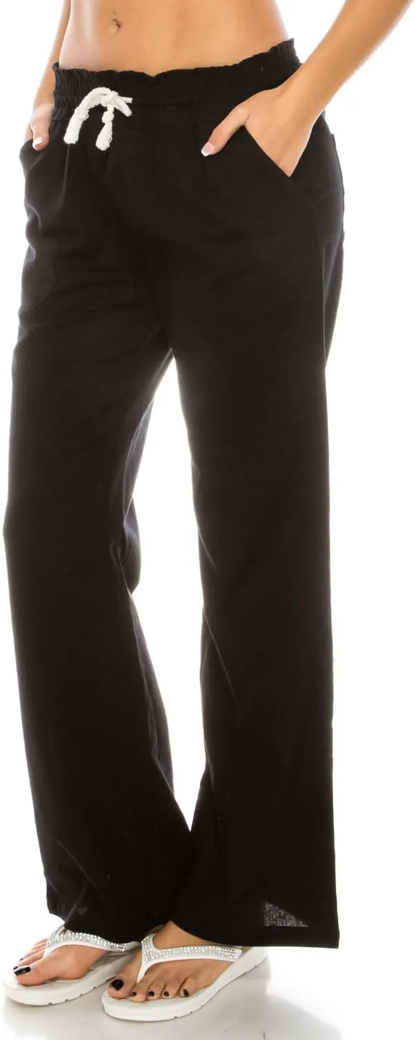 Women's Beachside Soft Palazzo Style Linen Pants