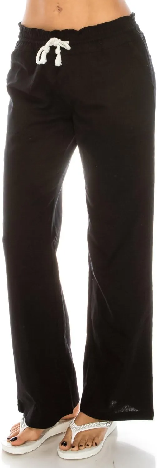 Women's Beachside Soft Palazzo Style Linen Pants