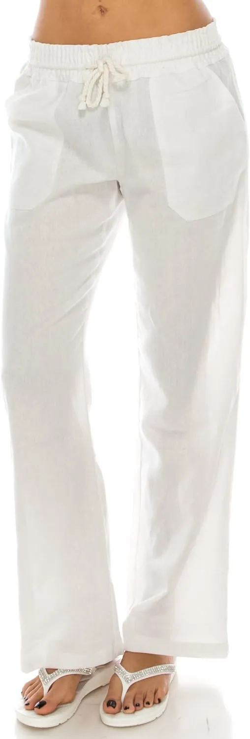 Women's Beachside Soft Palazzo Style Linen Pants