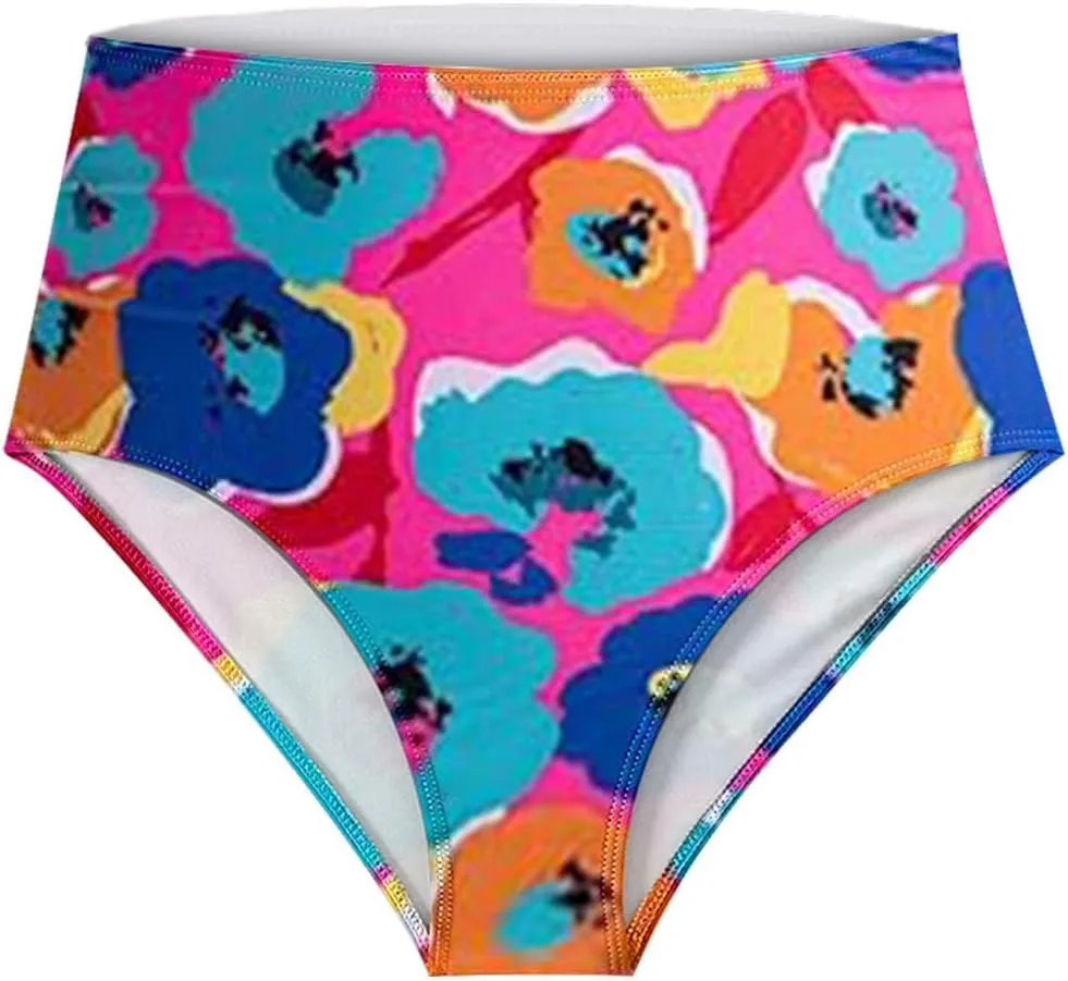 Womens Bikinis Sets 2 Piece High Waisted Modest Bathing Suits Ruffle Tops and Floral Bottoms Beach Swimsuits