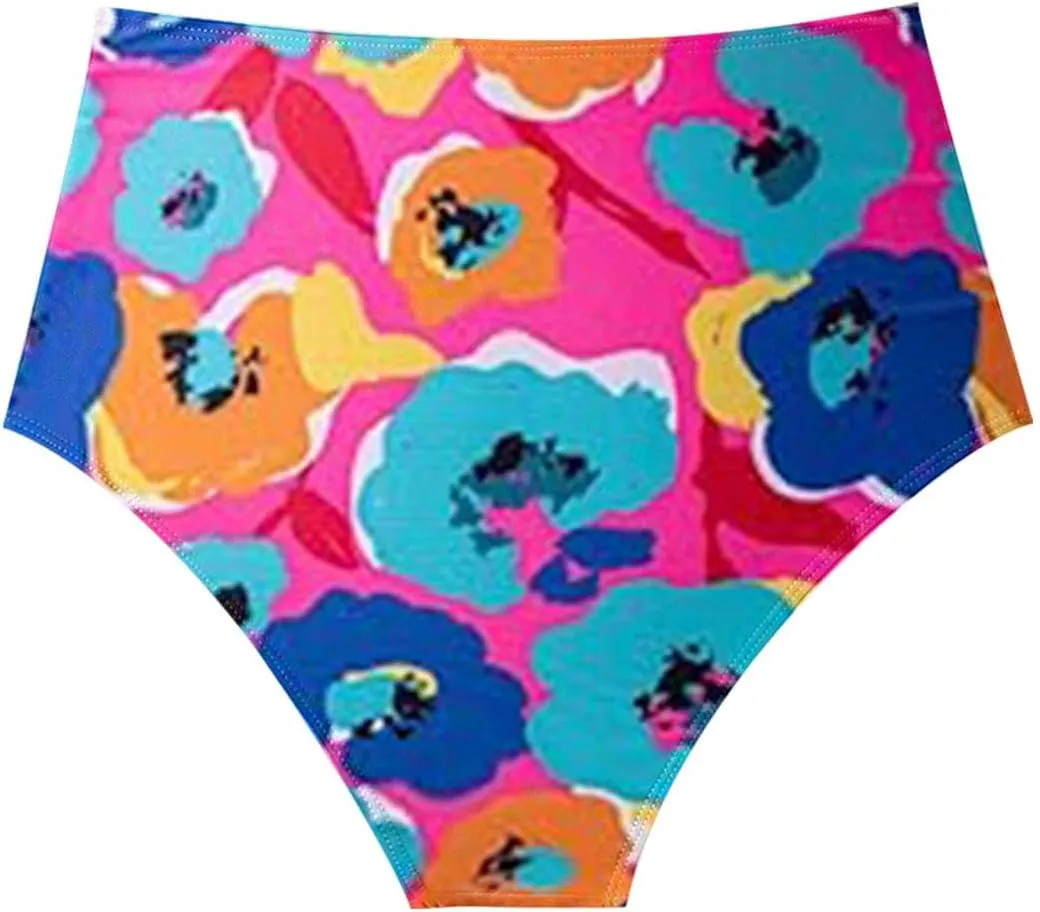 Womens Bikinis Sets 2 Piece High Waisted Modest Bathing Suits Ruffle Tops and Floral Bottoms Beach Swimsuits