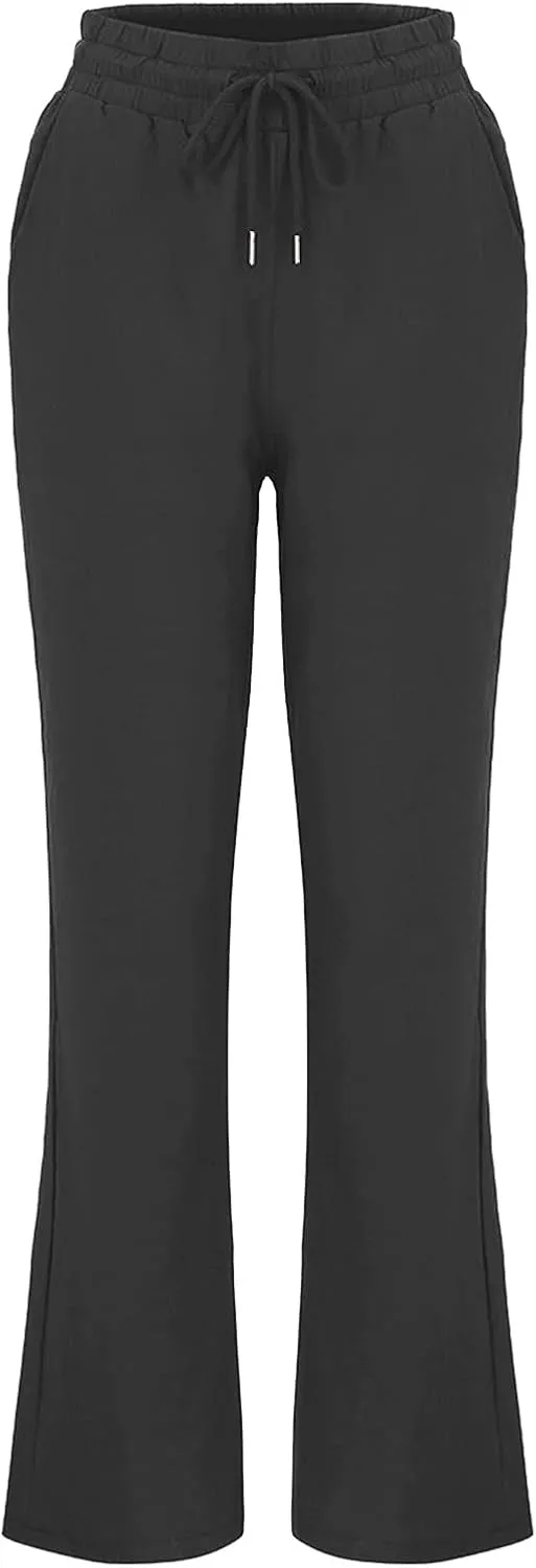 Womens Casual Cotton Linen Pants Plus Size Drawstring High Waist Pants Loose Fit Summer Pants Trousers with Pockets