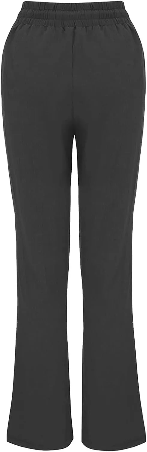 Womens Casual Cotton Linen Pants Plus Size Drawstring High Waist Pants Loose Fit Summer Pants Trousers with Pockets