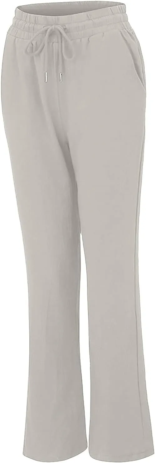 Womens Casual Cotton Linen Pants Plus Size Drawstring High Waist Pants Loose Fit Summer Pants Trousers with Pockets