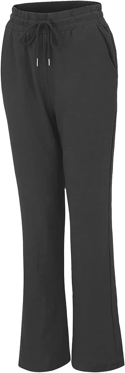 Womens Casual Cotton Linen Pants Plus Size Drawstring High Waist Pants Loose Fit Summer Pants Trousers with Pockets