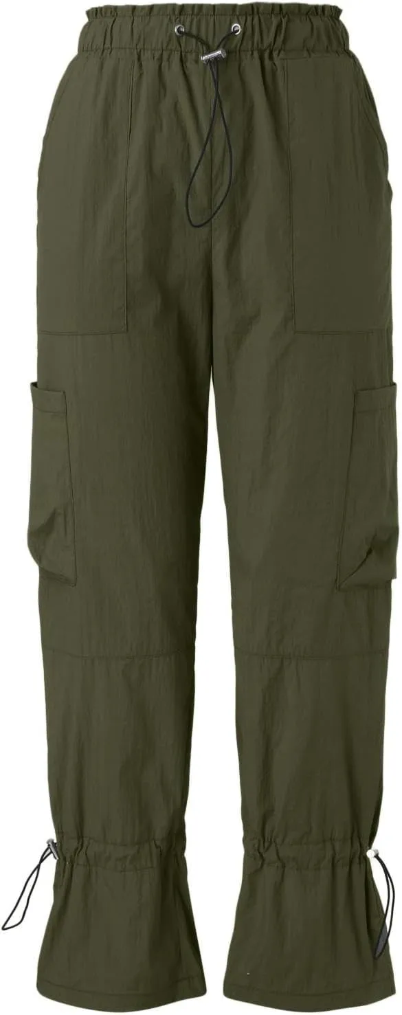 Women's Casual High Waisted Straight Leg Pants Button Down Stretchy Business Work Trousers with Multiple Pockets Baggy