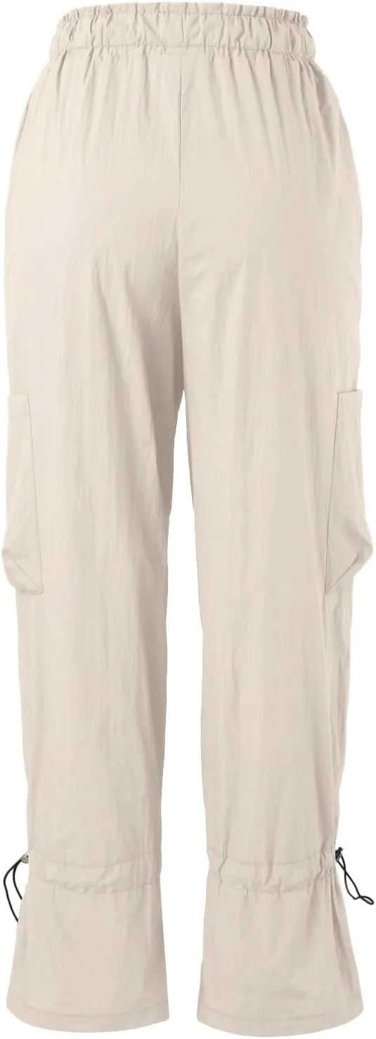 Women's Casual High Waisted Straight Leg Pants Button Down Stretchy Business Work Trousers with Multiple Pockets Baggy