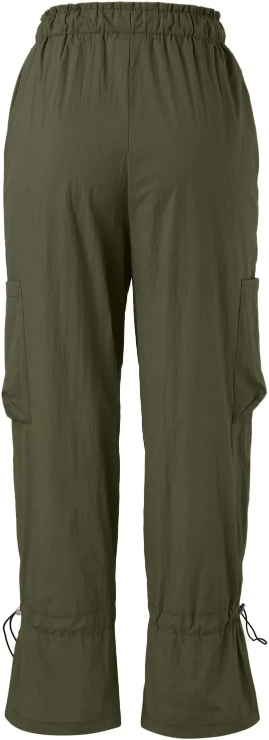Women's Casual High Waisted Straight Leg Pants Button Down Stretchy Business Work Trousers with Multiple Pockets Baggy