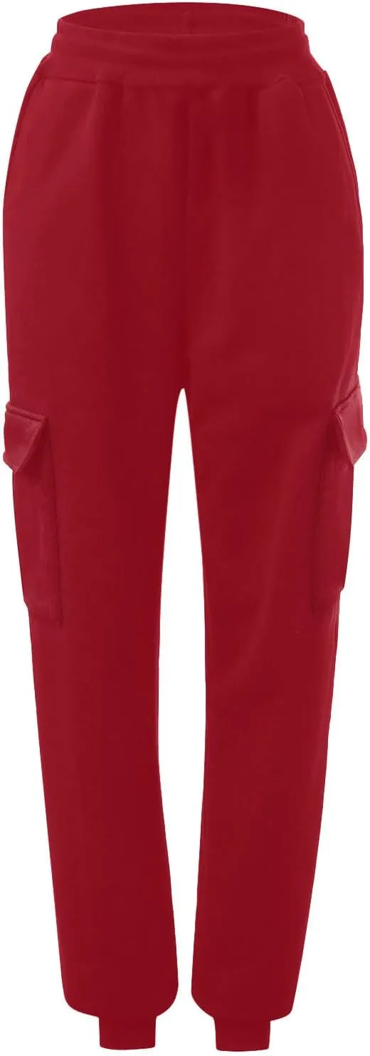 Women's Cinch Bottom Sweatpants High Waisted Athletic Joggers Fleece Lined Baggy Wide Straight Leg Pants with Pockets