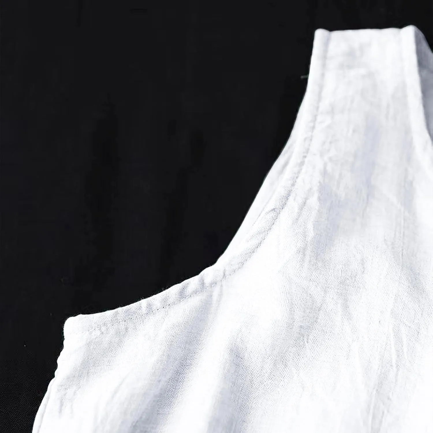 Womens Cotton Linen Midi Dress Casual Loose Solid A-line Dress Flowy Sleeveless Summer Beach Vacation Dress