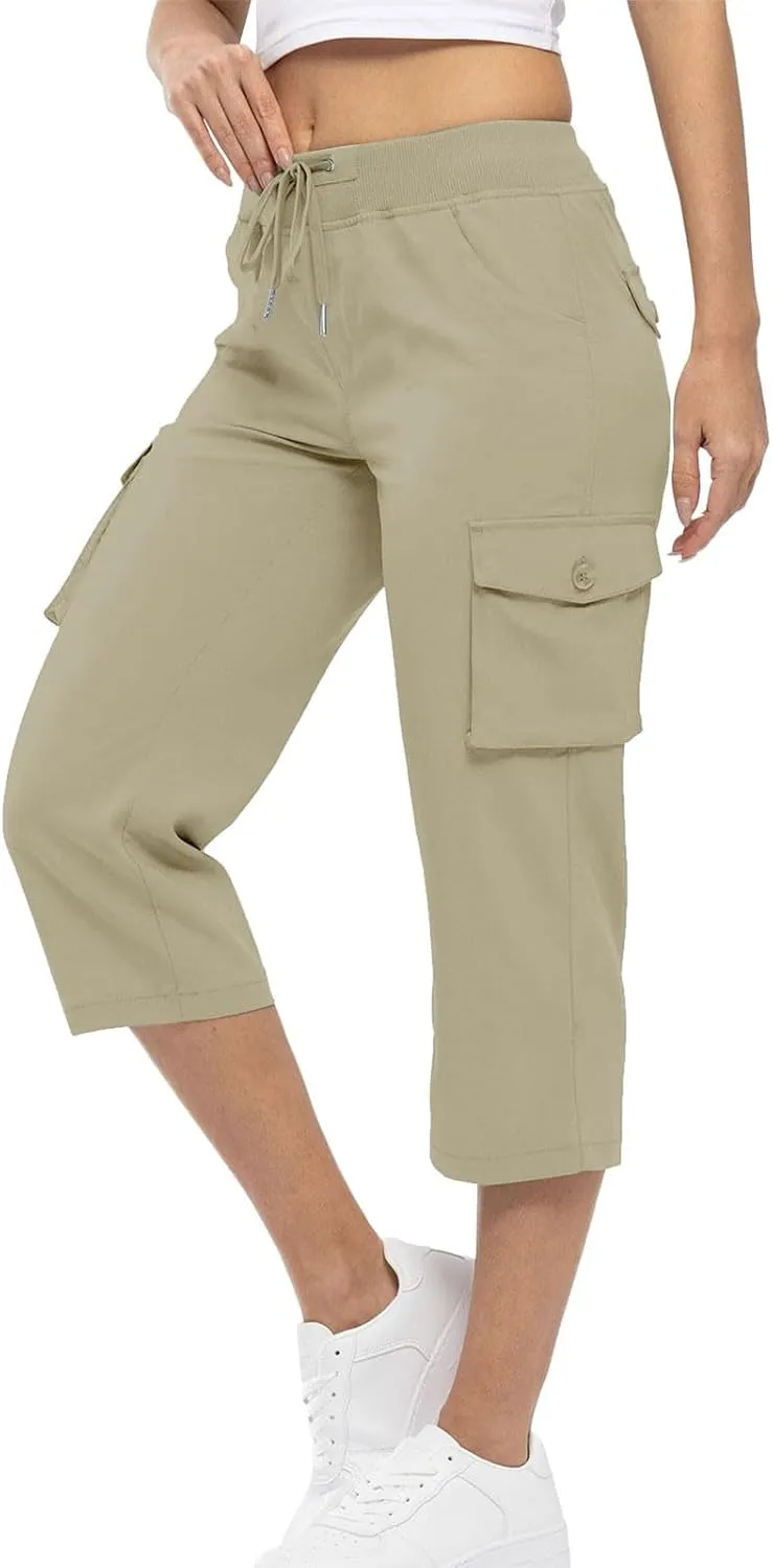 Women's Cotton Linen Summer Floral Pant Trousers High Waist Stretchy Plus Size Pants Beach