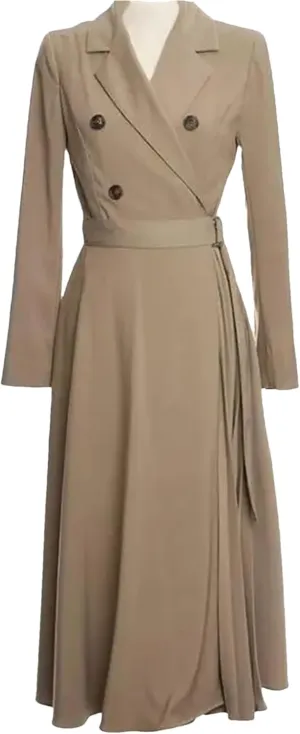 Women's Double Breasted Blazer Dress Black V-Neck A-Line Maxi Dress Wrap Pleated Skirt