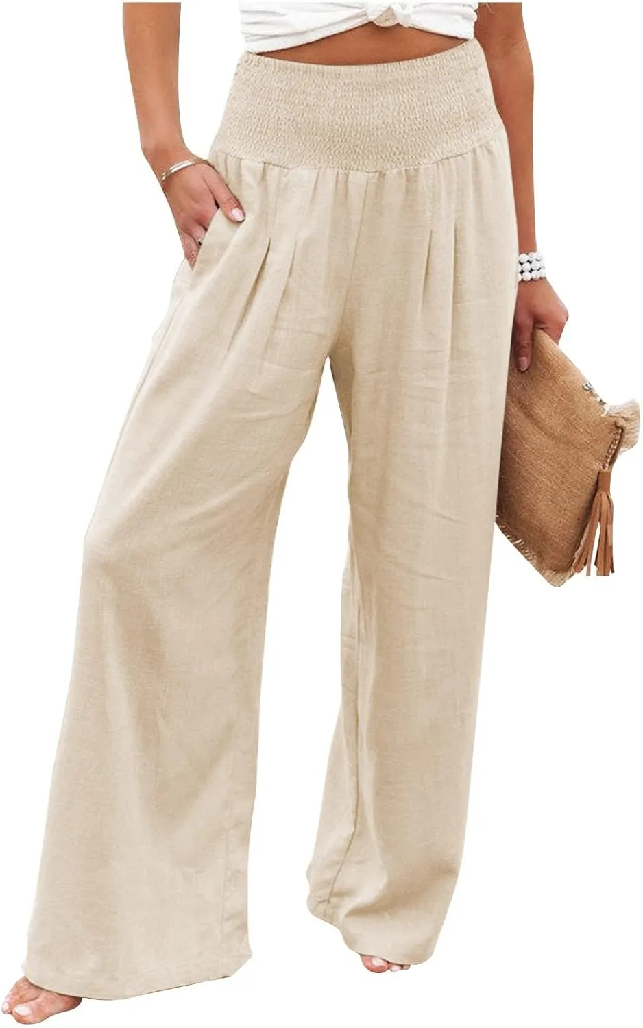 Women's Dress Pants Solid Wide Leg Casual Sport Trousers Straight Leg High Waist Pants Casual Trousers Sweatpants