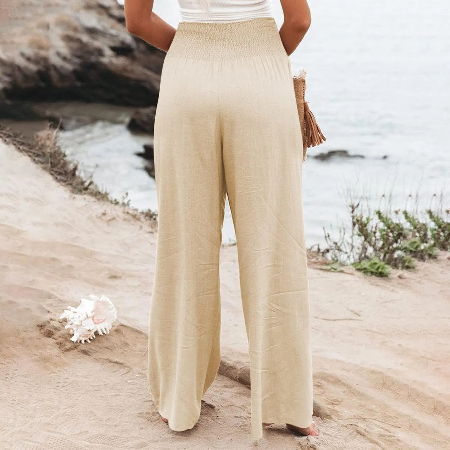 Women's Dress Pants Solid Wide Leg Casual Sport Trousers Straight Leg High Waist Pants Casual Trousers Sweatpants