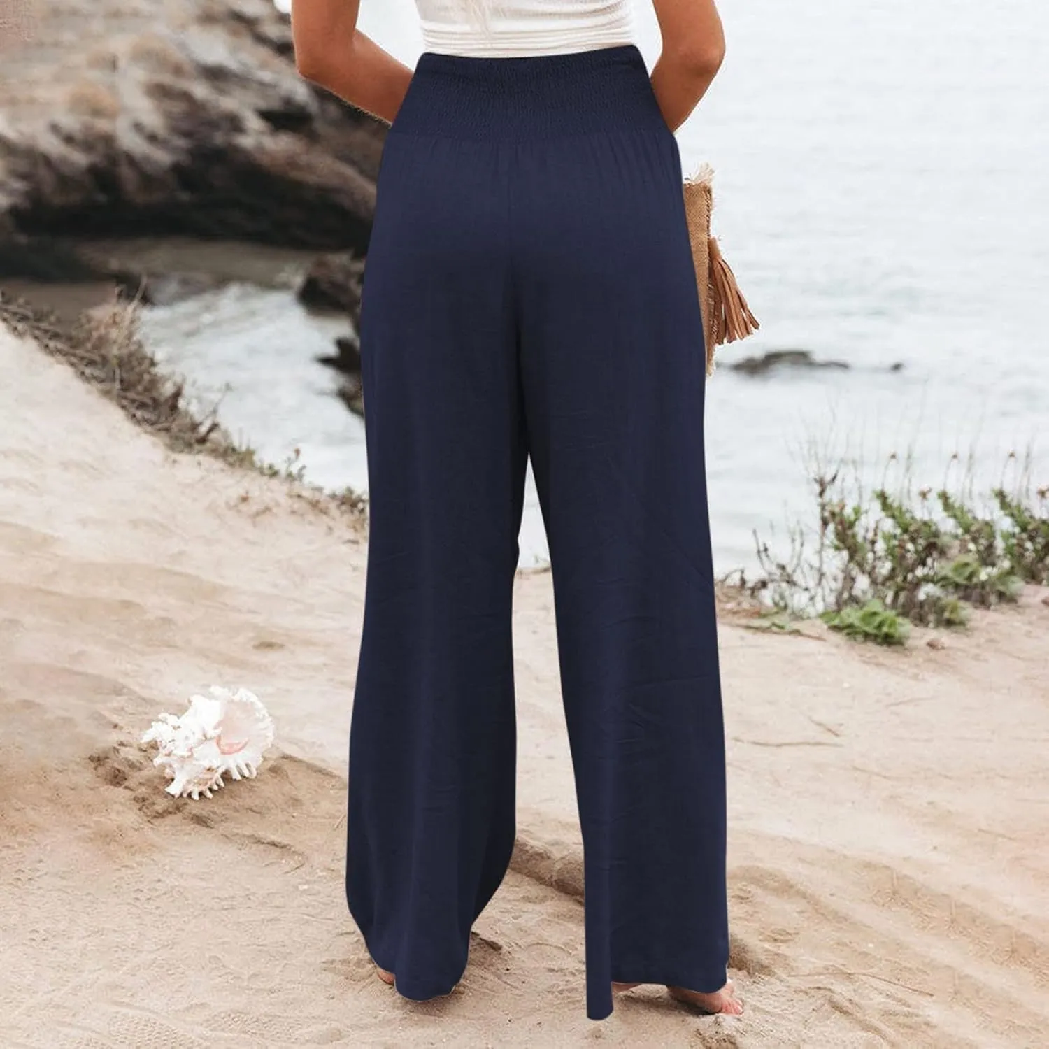 Women's Dress Pants Solid Wide Leg Casual Sport Trousers Straight Leg High Waist Pants Casual Trousers Sweatpants