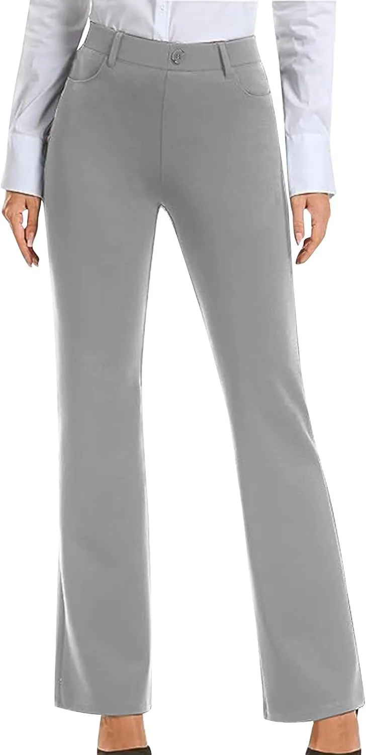 Womens Dress Pants Trendy High Waisted Pant Business Casual Dress Pants Elegant Straight Leg Trouser Pant with Pocket