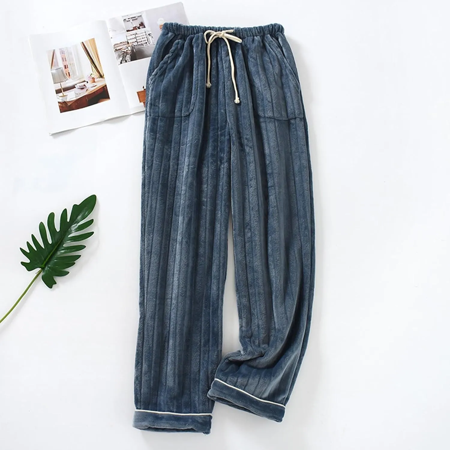 Womens Fleece Casual Pants Elastic Waisted Drawstring Flannel Pants Homewear Clothing Soft Comfy Lounge Pajamas Pants
