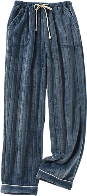 Womens Fleece Casual Pants Elastic Waisted Drawstring Flannel Pants Homewear Clothing Soft Comfy Lounge Pajamas Pants