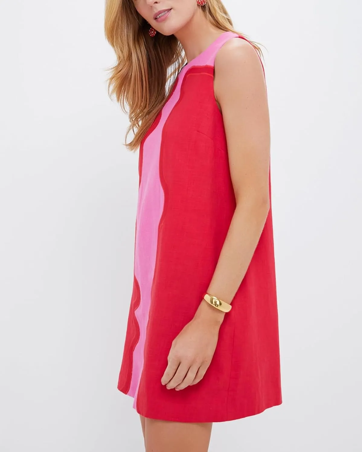 Women's Floral Jacquard Mini Dress Sleeveless Crew Neck A-Line Shift Short Summer Dress