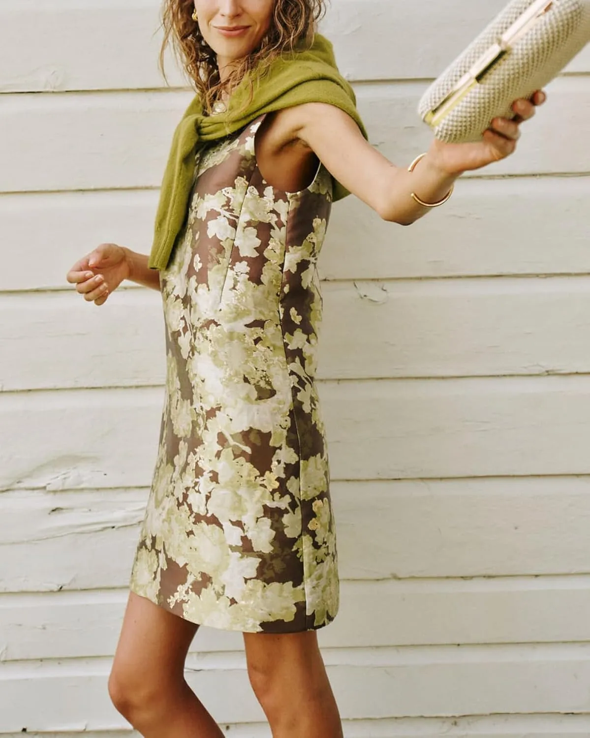 Women's Floral Jacquard Mini Dress Sleeveless Crew Neck A-Line Shift Short Summer Dress