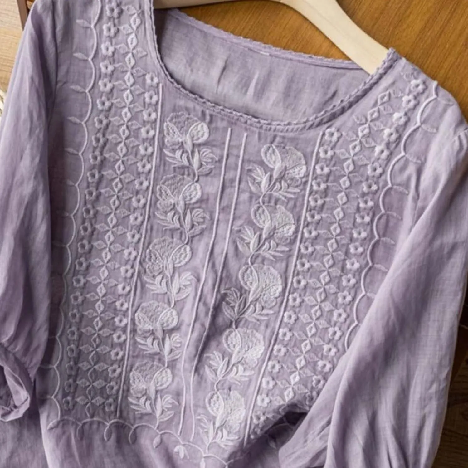 Womens Floral Print Linen Short Sleeve T Shirts Summer Dressy Casual Oversized Blouse Top V Neck Loose Tshirt