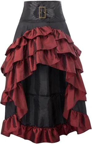 Women's Gothic Steampunk Skirt High Low Ruffle Victorian Skirt Renaissance Costume Skirts Party Cosplay Outfits