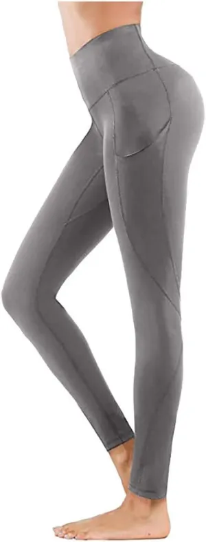 Womens High Waist Yoga Pants Stretch Workout Running Leggings with Pockets Slim Fit Fashion Athletic Pants 2024
