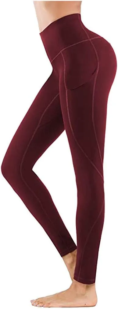 Womens High Waist Yoga Pants Stretch Workout Running Leggings with Pockets Slim Fit Fashion Athletic Pants 2024