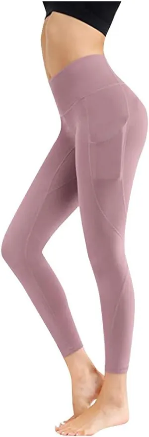 Womens High Waist Yoga Pants Stretch Workout Running Leggings with Pockets Slim Fit Fashion Athletic Pants 2024