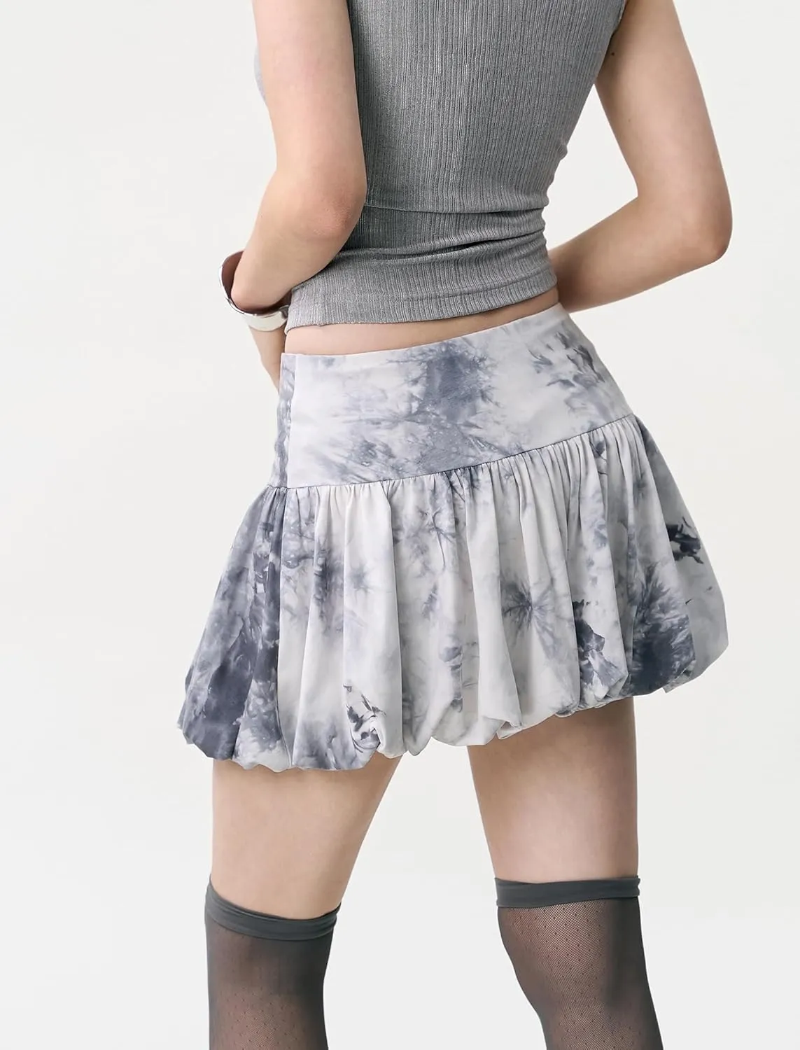 Women's High-Waisted Tie-Dye Mini Skirt - Flowy Chiffon Short Skirt for Women