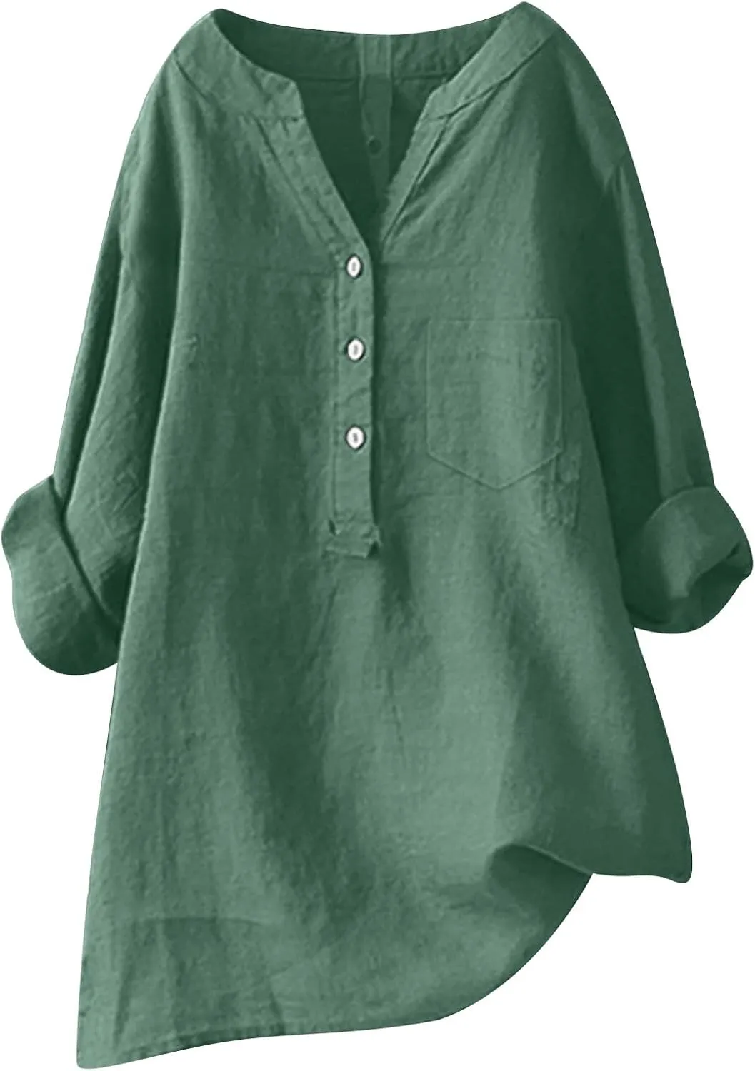 Women's Linen Shirts Summer Linen Embroidery Floral Short Sleeve T Shirts Casual Loose Henley V Neck Blouses