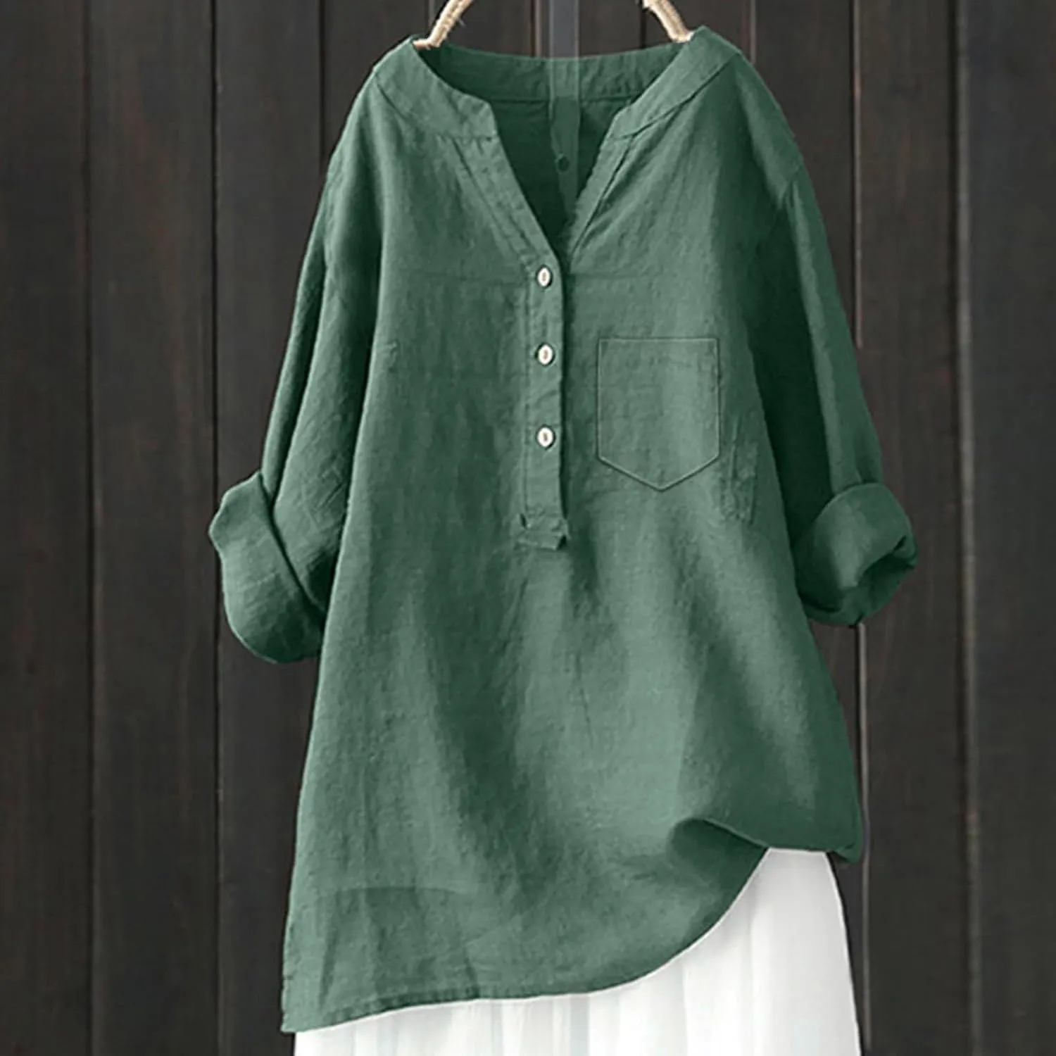 Women's Linen Shirts Summer Linen Embroidery Floral Short Sleeve T Shirts Casual Loose Henley V Neck Blouses