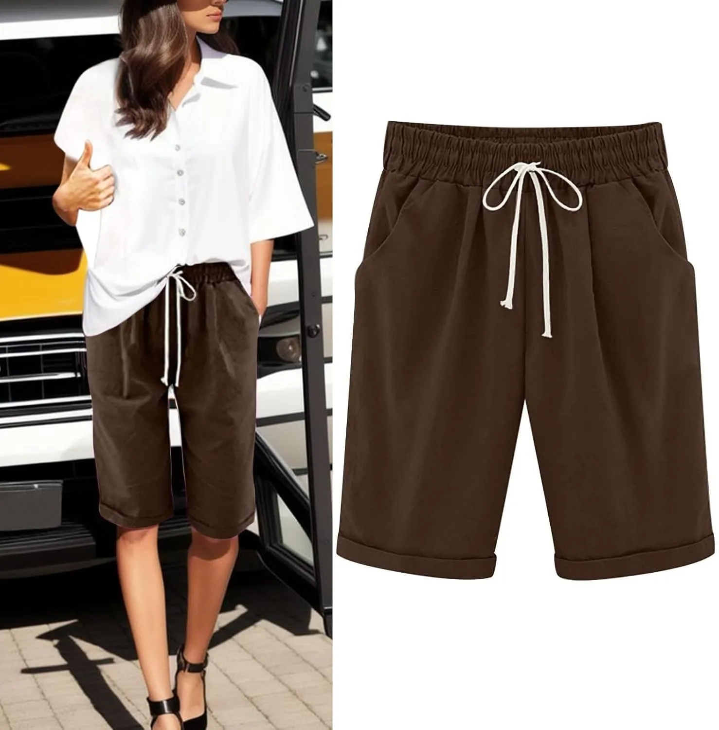 Women's Linen Summer Palazzo Pants Flowy Wide Leg Boho Beach Pants High Waist Lounge Trousers with Pocket