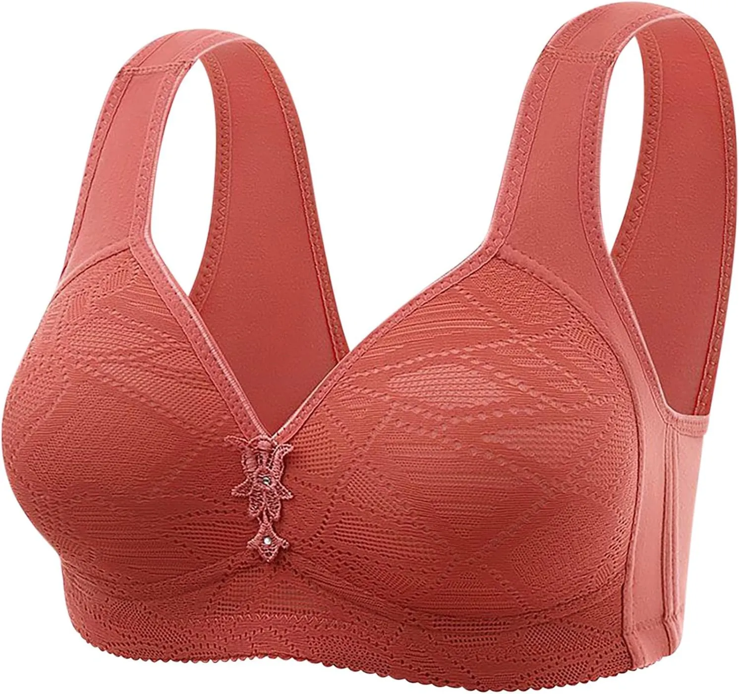 Women's No Underwire Wide Strap Tank Top Bra Full Coverage Stretch Breathable Bralettes Comfort Push Up Everyday Bra