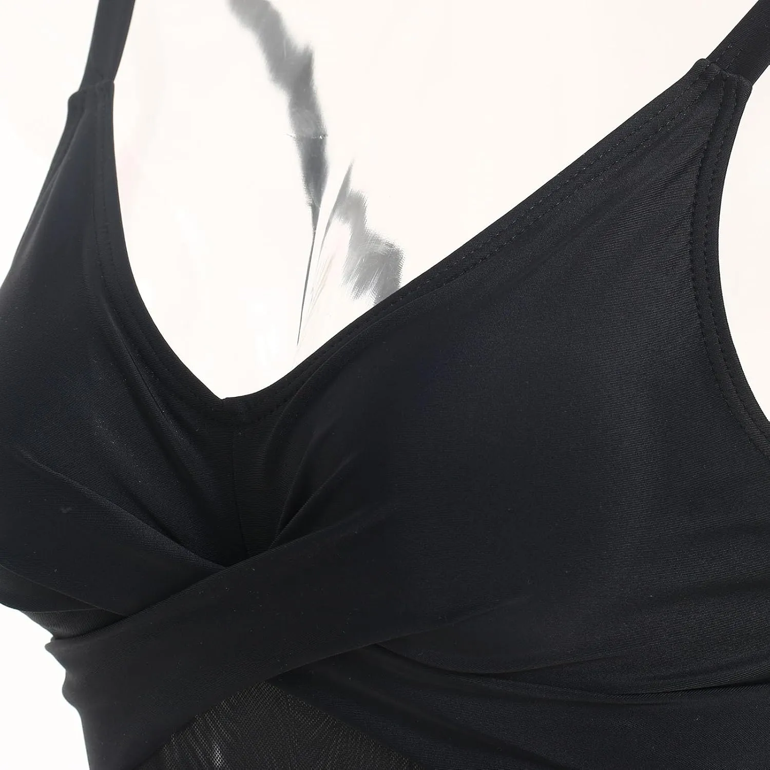 Women's One Piece Swimsuits Tummy Control V Neck Slimming High Ruched Bathing Suit Sexy Backless Criss Cross Swimwear
