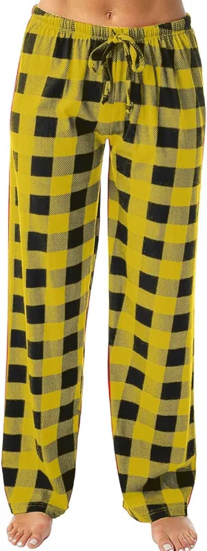 Womens Plaid Pajama Pants 2025 Buffalo Soft Sleepwear Plush Pants Gifts for Him Her Straight Leg Joggers Sweatpants