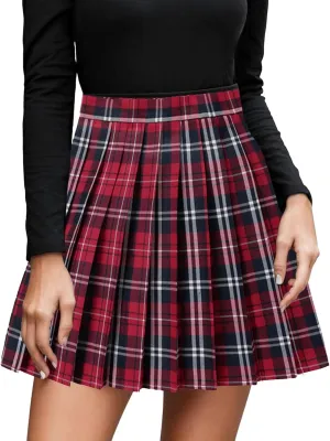 Women's Pleated Skirt High Waisted A Line Casual Mini Skirts Basic Casual Skirts A-Line Stretchy Skater Party Skirt