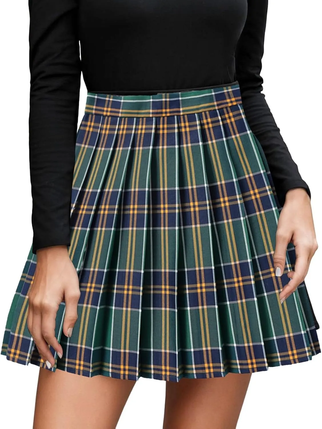 Women's Pleated Skirt High Waisted A Line Casual Mini Skirts Basic Casual Skirts A-Line Stretchy Skater Party Skirt