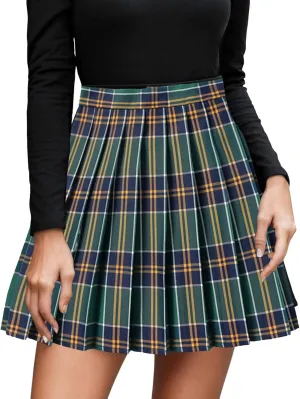 Women's Pleated Skirt High Waisted A Line Casual Mini Skirts Basic Casual Skirts A-Line Stretchy Skater Party Skirt