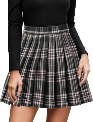 Women's Pleated Skirt High Waisted A Line Casual Mini Skirts Basic Casual Skirts A-Line Stretchy Skater Party Skirt