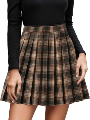 Women's Pleated Skirt High Waisted A Line Casual Mini Skirts Basic Casual Skirts A-Line Stretchy Skater Party Skirt