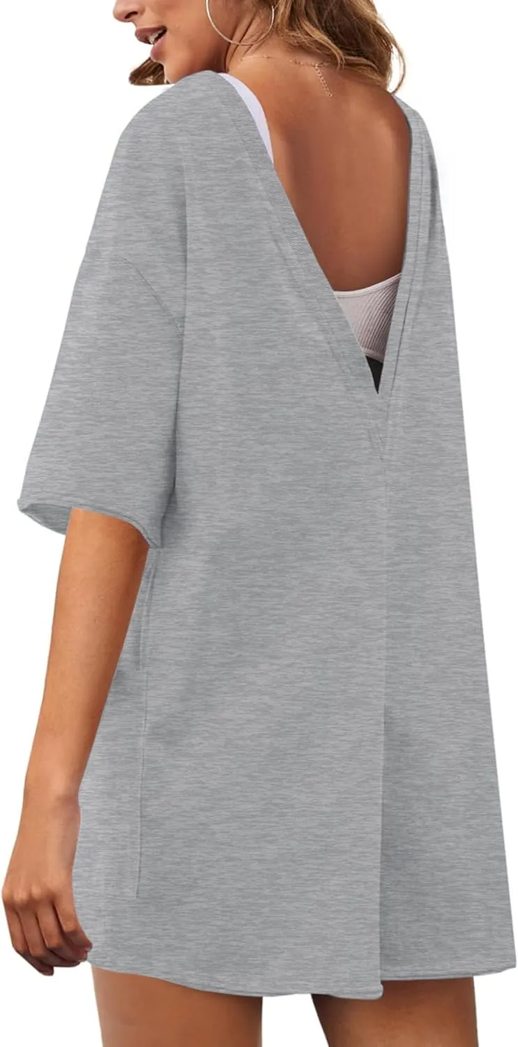 Women's Reversible Hot Shot Tee Rompers Casual Oversized Athletic Workout Jumpsuit Overalls